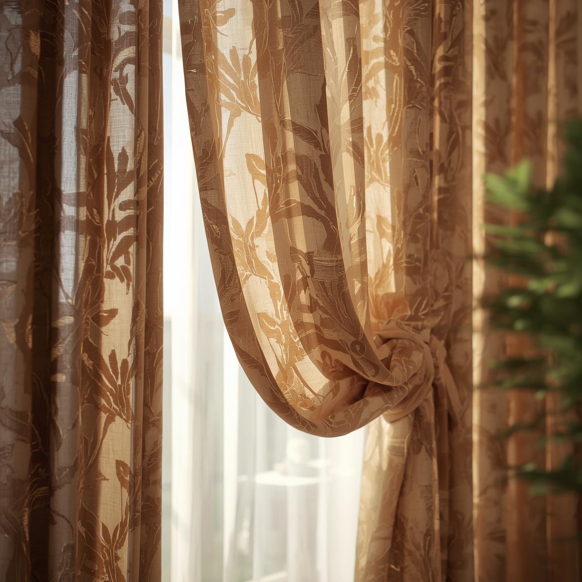 Curtains hanging in living room